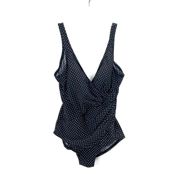 Miraclesuit Black White Polka Dot Tummy Control Slimming One Piece Swim Suit - Picture 2 of 7